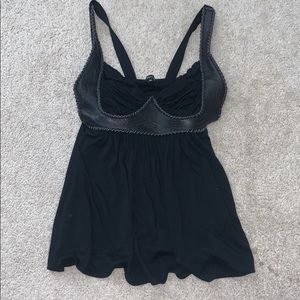 SKY brand top with leather detail